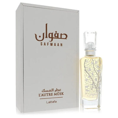 An image displaying Lattafa Safwaan L'autre Musk by Lattafa Eau De Parfum Spray 3.4 oz for Women by Lattafa
