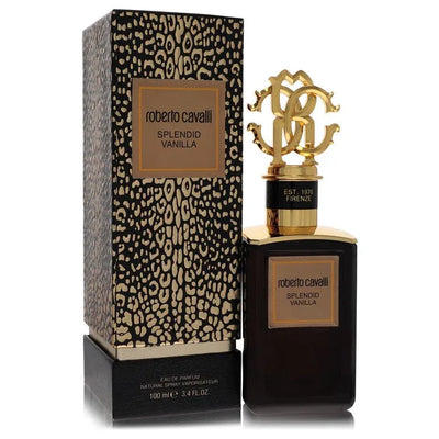 An image displaying Roberto Cavalli Splendid Vanilla by Roberto Cavalli Eau De Parfum Spray 3.4 oz for Women by Roberto Cavalli