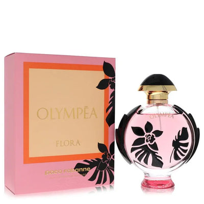 An image displaying Olympea Flora by Paco Rabanne Eau De Parfum Intense Spray 2.7 oz for Women by Paco Rabanne