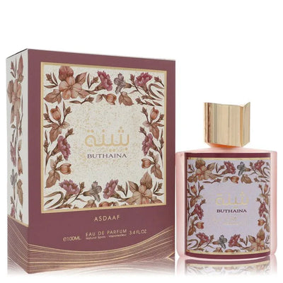 An image displaying Lattafa Asdaaf Buthaina by Lattafa Eau De Parfum Spray 3.4 oz for Men by Lattafa