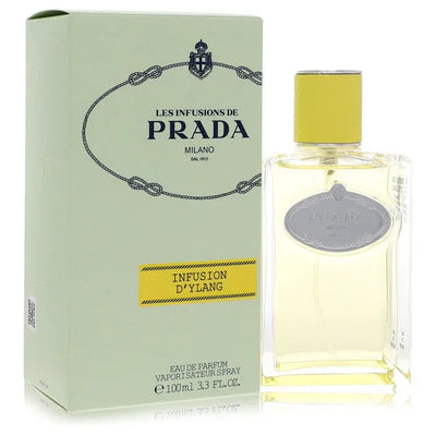 An image displaying Prada Les Infusions De Infusion D'Ylang by Prada Eau De Parfum Spray 3.3 oz for Women by Prada