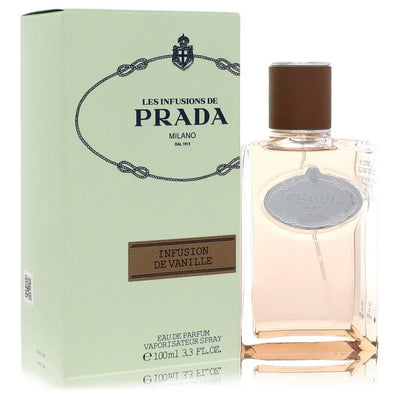 An image displaying Prada Les Infusions De Infusion De Vanille by Prada Eau De Parfum Spray 3.3 oz for Women by Prada
