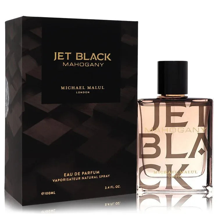 An image displaying Jet Black Mahogany by Michael Malul Eau De Parfum Spray 3.4 oz for Men by Michael Malul