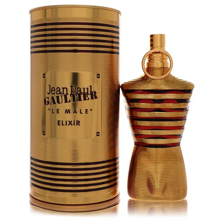 An image displaying Jean Paul Gaultier Le Male Elixir by Jean Paul Gaultier Parfum Spray 4.2 oz for Men by Jean Paul Gaultier