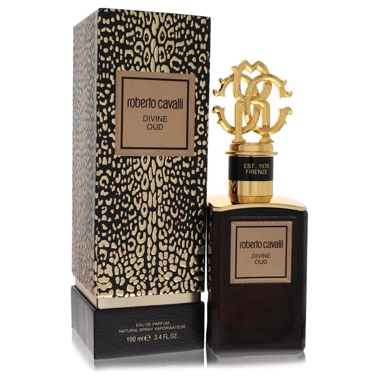 An image displaying Roberto Cavalli Divine Oud by Roberto Cavalli Eau De Parfum Spray 3.4 oz for Women by Roberto Cavalli