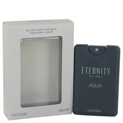 An image displaying Eternity Aqua by Calvin Klein Mini EDT Spray .67 oz for Men by Calvin Klein