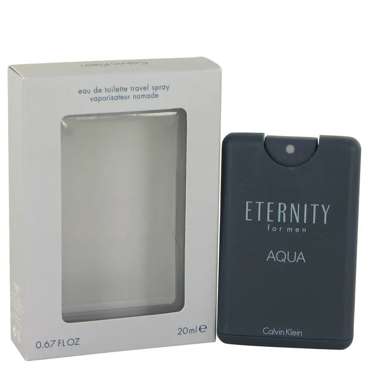 An image displaying Eternity Aqua by Calvin Klein Mini EDT Spray .67 oz for Men by Calvin Klein