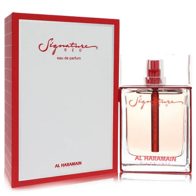 An image displaying Al Haramain Signature Red by Al Haramain Eau De Parfum Spray 3.4 oz for Women by Al Haramain