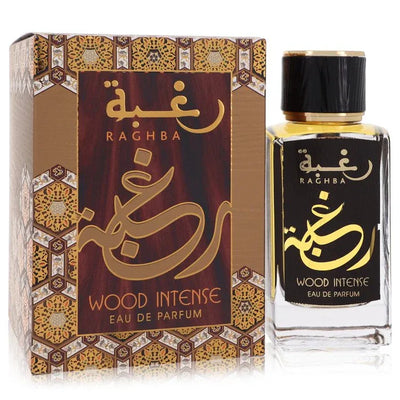 An image displaying Raghba Wood Intense by Lattafa Eau De Parfum Spray 3.4 oz for Women by Lattafa