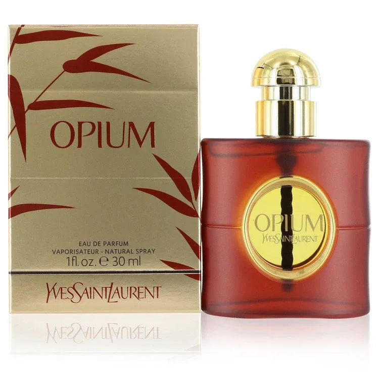 An image displaying OPIUM by Yves Saint Laurent Eau De Parfum Spray (New Packaging) 1.6 oz for Women by Yves Saint Laurent