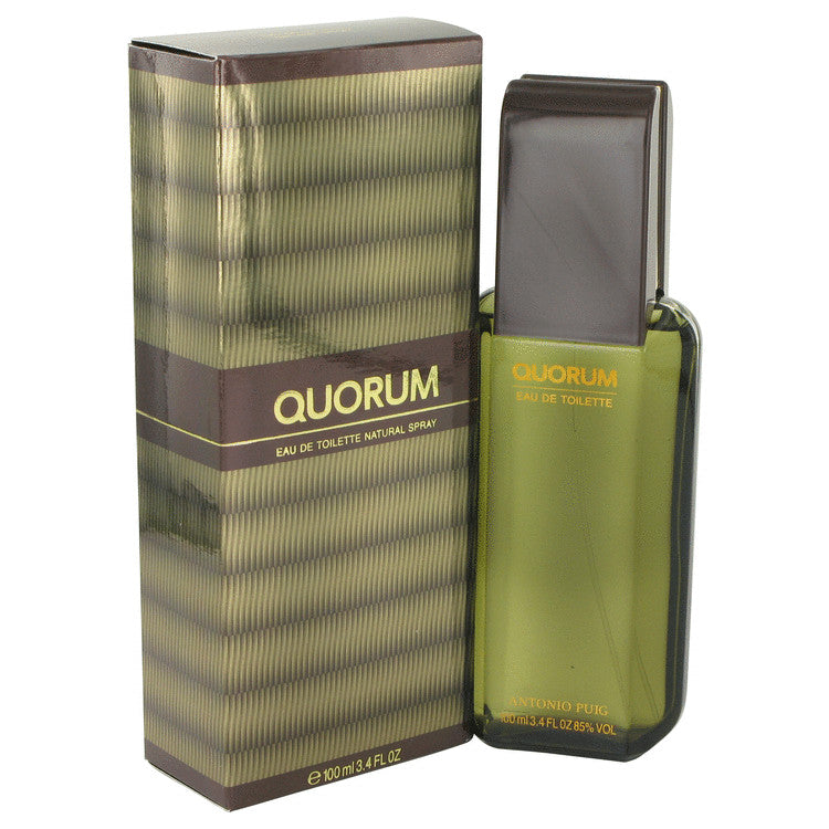 An image displaying QUORUM by Antonio Puig Eau De Toilette Spray 3.4 oz for Men by Antonio Puig