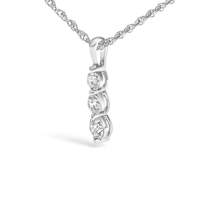 An image displaying .925 Sterling Silver 1/7 Cttw Lab Grown Diamond Three Stone Diamond Pendant Necklace - 18" Inches by Infinite Jewels