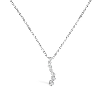 An image displaying .925 Sterling Silver 1/4 Cttw Lab Grown Diamond Journey Pendant Necklace - 18" Inches by Infinite Jewels