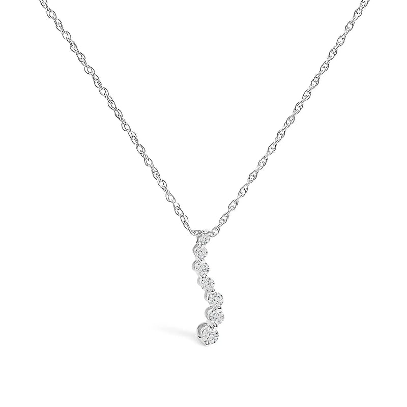 An image displaying .925 Sterling Silver 1/4 Cttw Lab Grown Diamond Journey Pendant Necklace - 18" Inches by Infinite Jewels