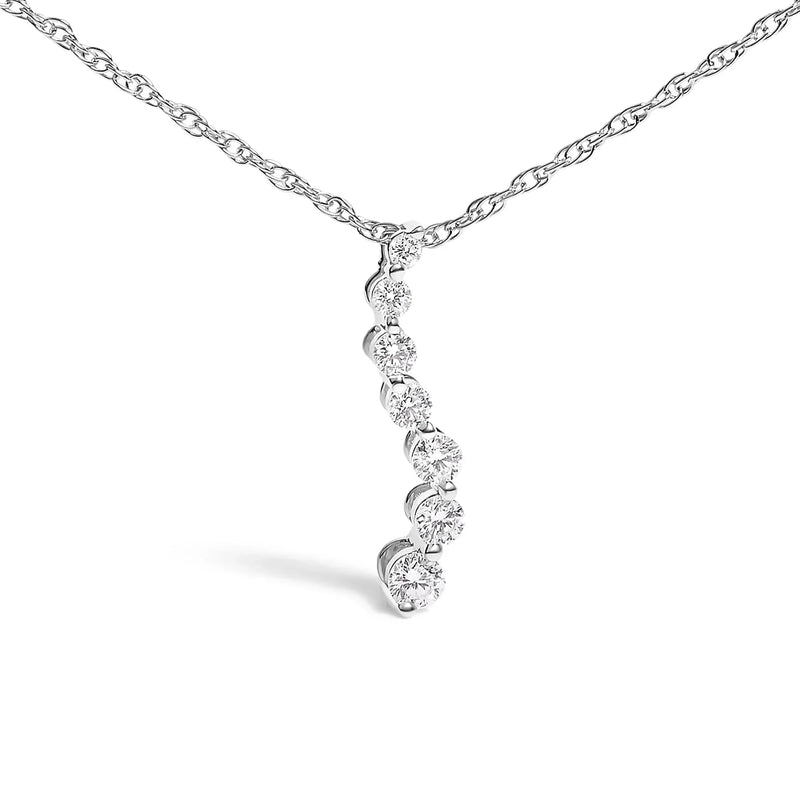 An image displaying .925 Sterling Silver 1/4 Cttw Lab Grown Diamond Journey Pendant Necklace - 18" Inches by Infinite Jewels