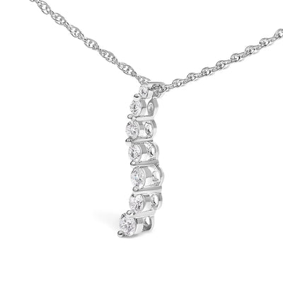 An image displaying .925 Sterling Silver 1/4 Cttw Lab Grown Diamond Journey Pendant Necklace - 18" Inches by Infinite Jewels