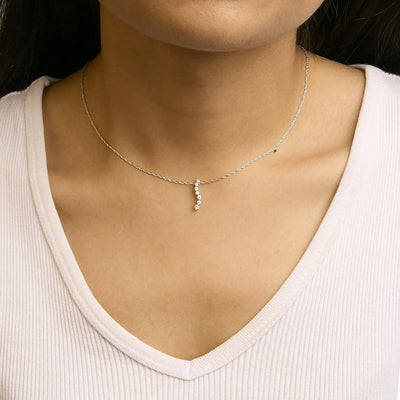 An image displaying .925 Sterling Silver 1/4 Cttw Lab Grown Diamond Journey Pendant Necklace - 18" Inches by Infinite Jewels