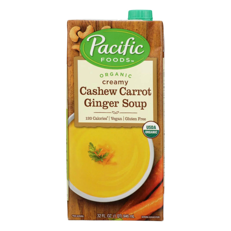 Pacific Natural Foods Carrot Ginger Soup - Organic Cashew - Case Of 12 - 32 Ounce.