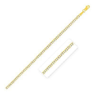 An image displaying 2.6 mm 14k Two Tone Gold Pave Curb Chain by Orca Market