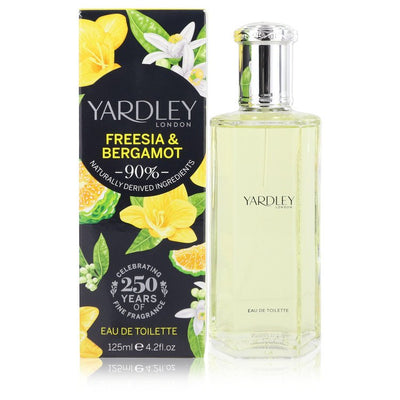 An image displaying Yardley Freesia & Bergamot by Yardley London Eau De Toilette Spray 4.2 oz for Women by Yardley London