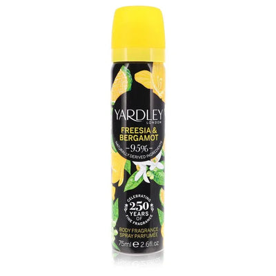An image displaying Yardley Freesia & Bergamot by Yardley London Body Fragrance Spray 2.6 oz for Women by Yardley London