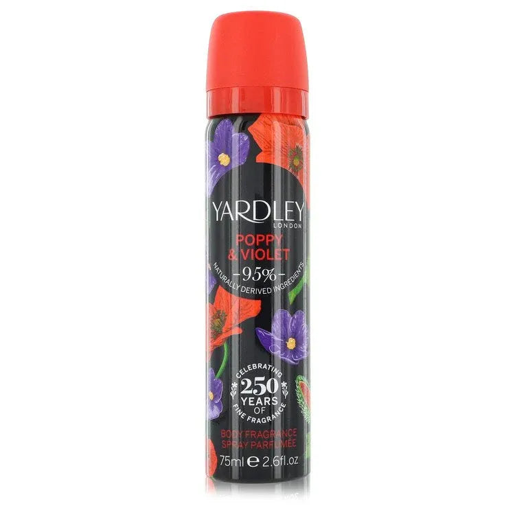 An image displaying Yardley Poppy & Violet by Yardley London Body Fragrance Spray 2.6 oz for Women by Yardley London