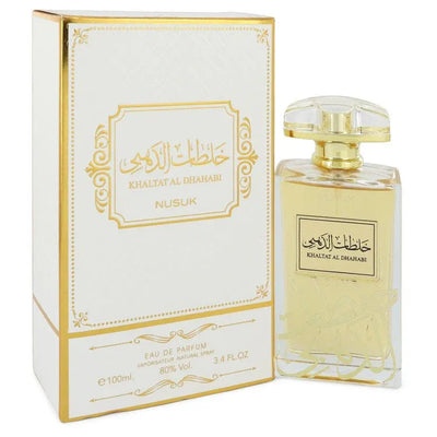 An image displaying Khaltat Al Dhahabi by Nusuk Eau De Parfum Spray 3.4 oz for Men by Nusuk