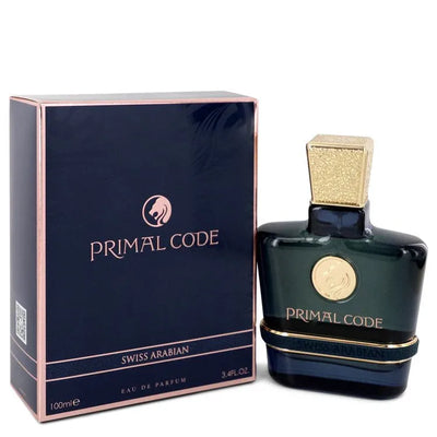 An image displaying Primal Code by Swiss Arabian Eau De Parfum Spray 3.4 oz for Men by Swiss Arabian