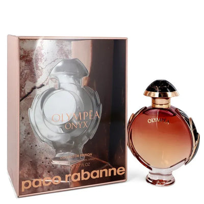 An image displaying Olympea Onyx by Paco Rabanne Eau De Parfum Spray Collector Edition 2.7 oz for Women by Paco Rabanne