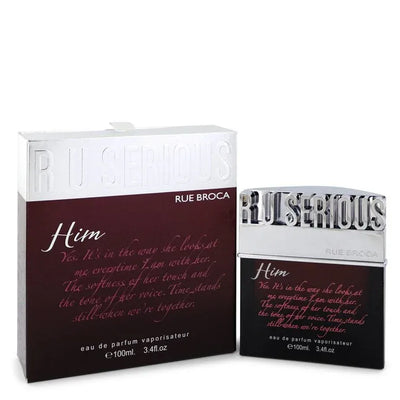 An image displaying R U Serious Him by Rue Broca Eau De Parfum Spray 3.4 oz for Men by Rue Broca