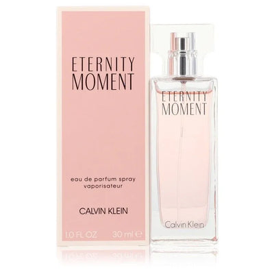 An image displaying Eternity Moment by Calvin Klein Eau De Parfum Spray 1 oz for Women by Calvin Klein