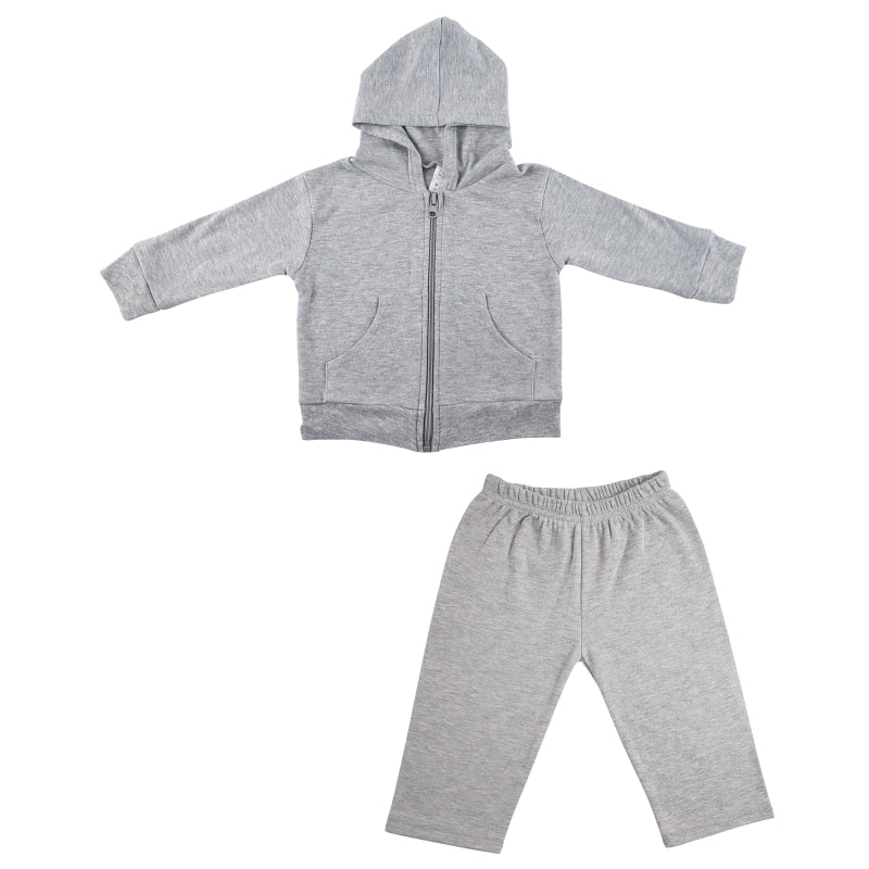 An image displaying White Interlock Sweat Pants And Hoodie Set by Bambini