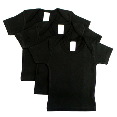 An image displaying Black Short Sleeve Lap Shirt (pack Of 3) by Bambini
