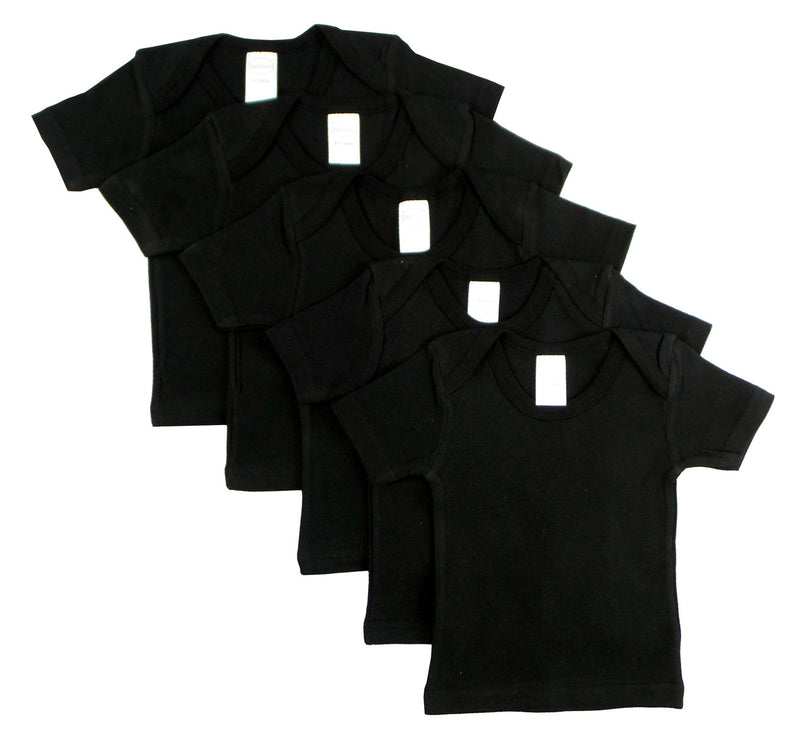 An image displaying Black Short Sleeve Lap Shirt (pack Of 5) by Bambini