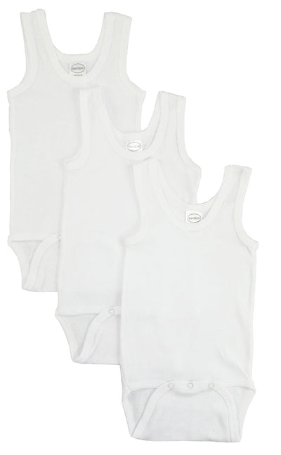 An image displaying White Tank Top Onezie by Bambini