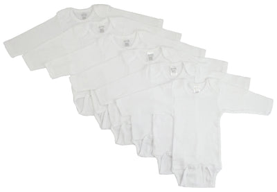 An image displaying Long Sleeve White Onezie 6 Pack by Bambini