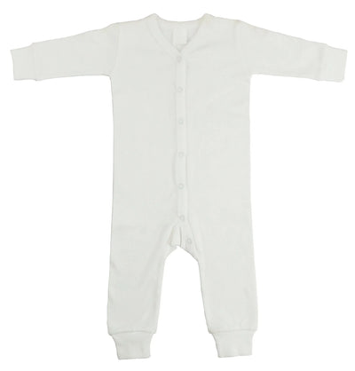An image displaying Interlock White Union Suit Long Johns by Bambini
