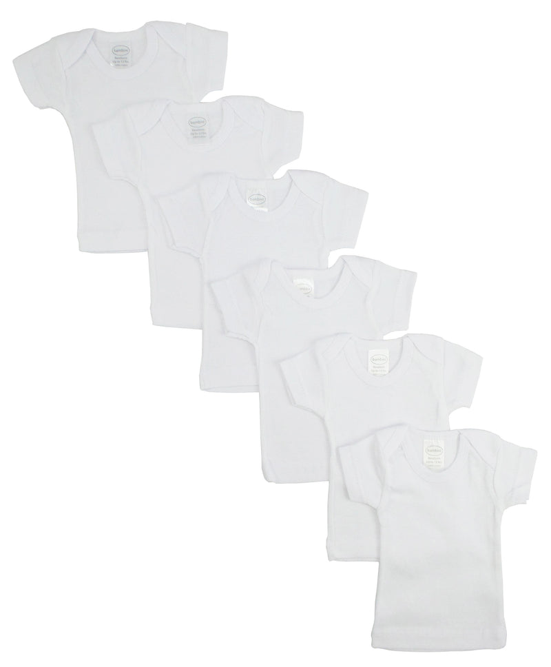 An image displaying White Short Sleeve Lap Tee 6 Pack by Bambini