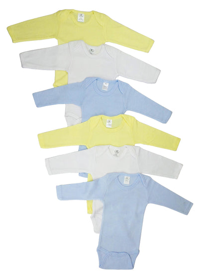 An image displaying Boys Pastel Long Sleeve Onezie 6 Pack by Bambini
