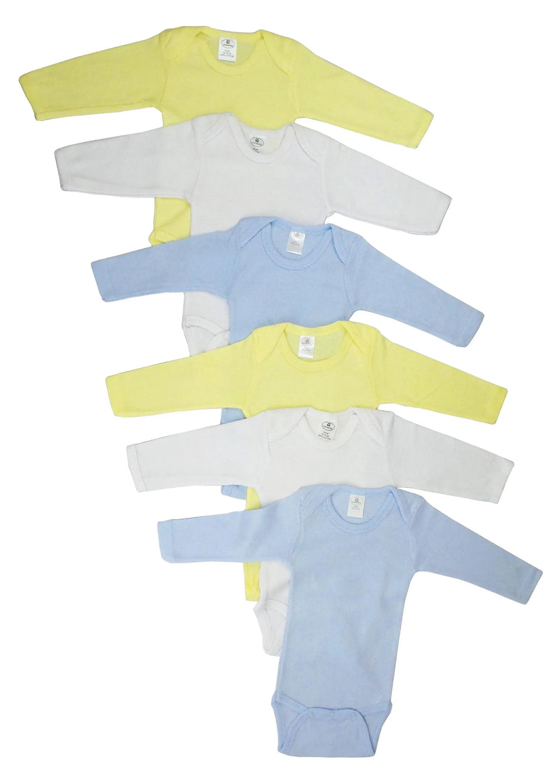 An image displaying Boys Pastel Long Sleeve Onezie 6 Pack by Bambini