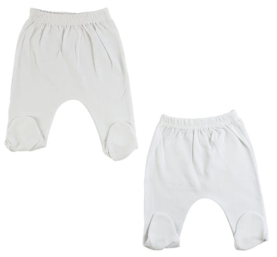 An image displaying White Closed Toe Pants - 2 Pack by Bambini