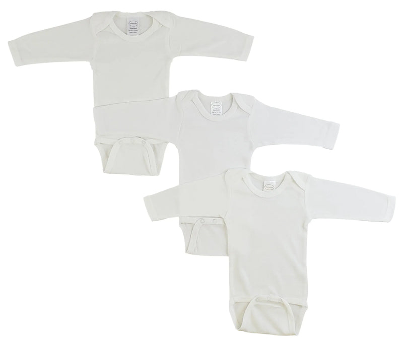 An image displaying Long Sleeve White Onezie 3 Pack by Bambini