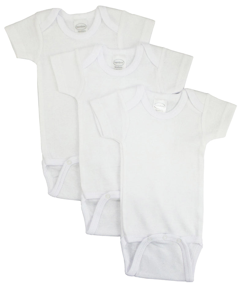 An image displaying White Short Sleeve One Piece 3 Pack by Bambini