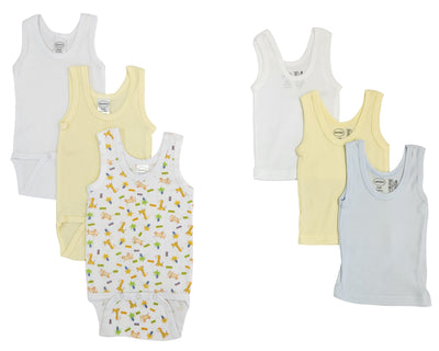 An image displaying Unisex Baby 6 Piece Onezies And Tank Tops by Bambini