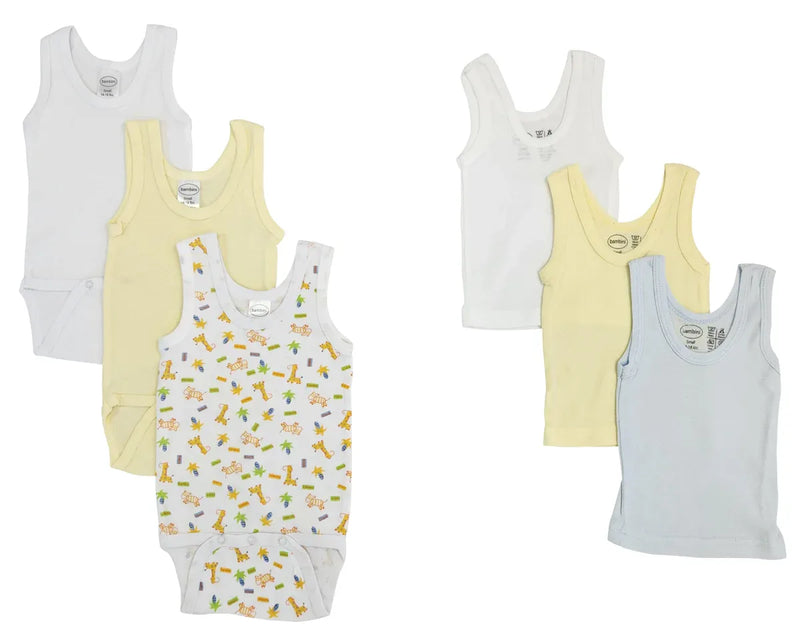 An image displaying Unisex Baby 6 Piece Onezies And Tank Tops by Bambini