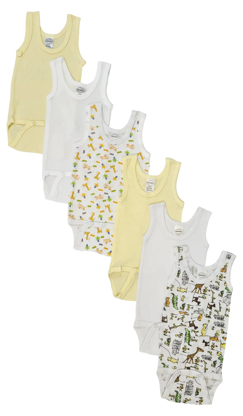 An image displaying Unisex Baby 6 Piece Onezies And Tank Tops by Bambini