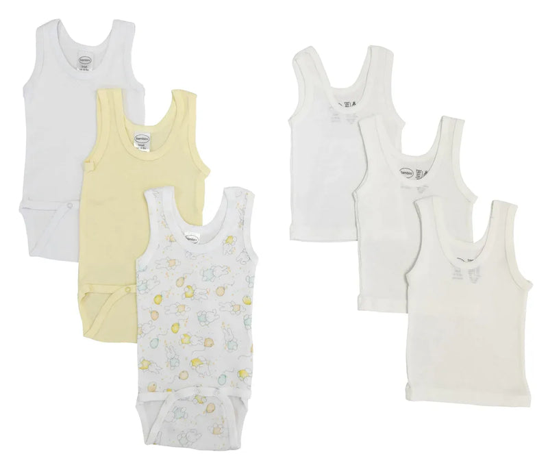 An image displaying Unisex Baby 6 Piece Onezies And Tank Tops by Bambini
