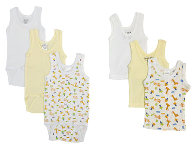 An image displaying Unisex Baby 6 Piece Onezies And Tank Tops by Bambini