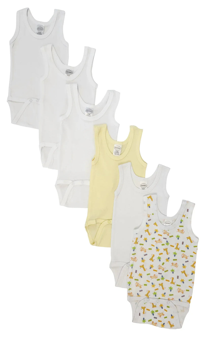 An image displaying Unisex Baby 6 Piece Onezies And Tank Tops by Bambini