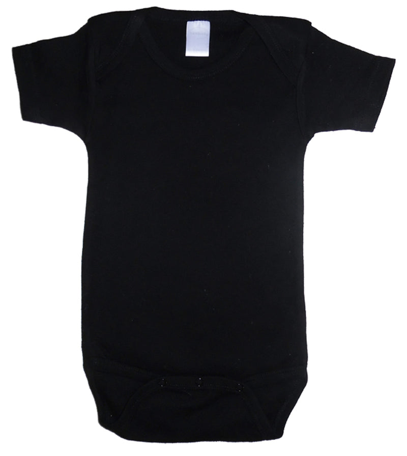 An image displaying Black Interlock Short Sleeve Onezies by Bambini